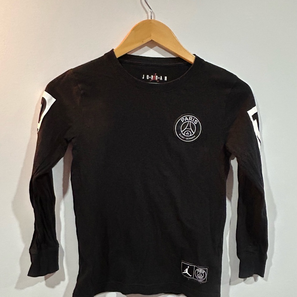 (Boy's) Jordan Black Long Sleeve Tee with Contrasting Stripes